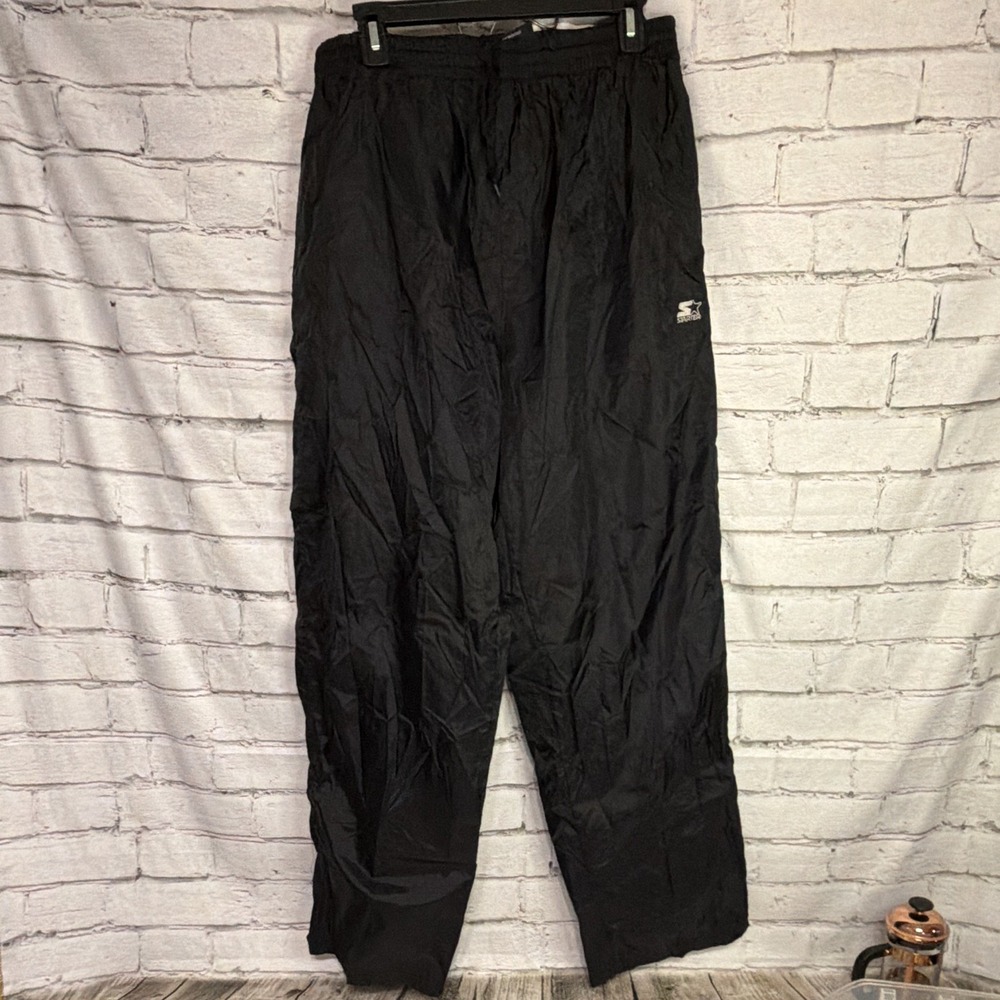 Vintage Starter Nylon Track Pants Windbreaker Mens XL Black 90s Baggy